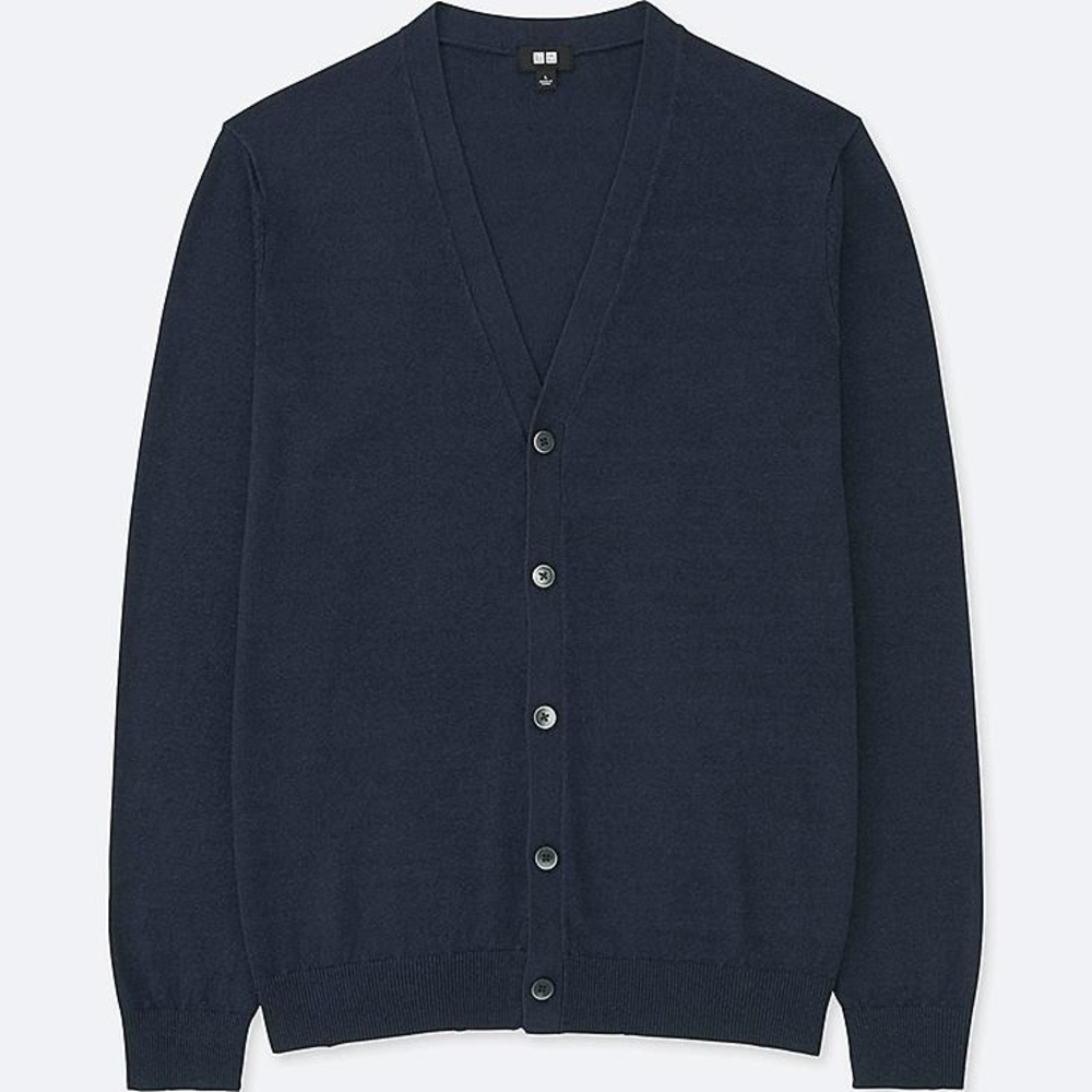 Uniqlo Navy Linen Cardigan Sweater